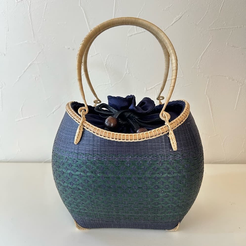 竹組籠　グリーンネイビー