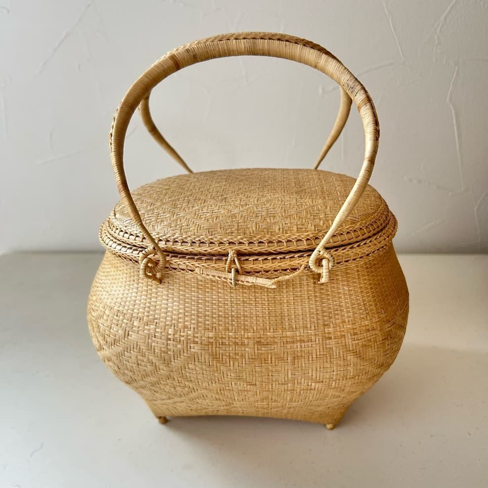 蓋付籠　ナチュラル